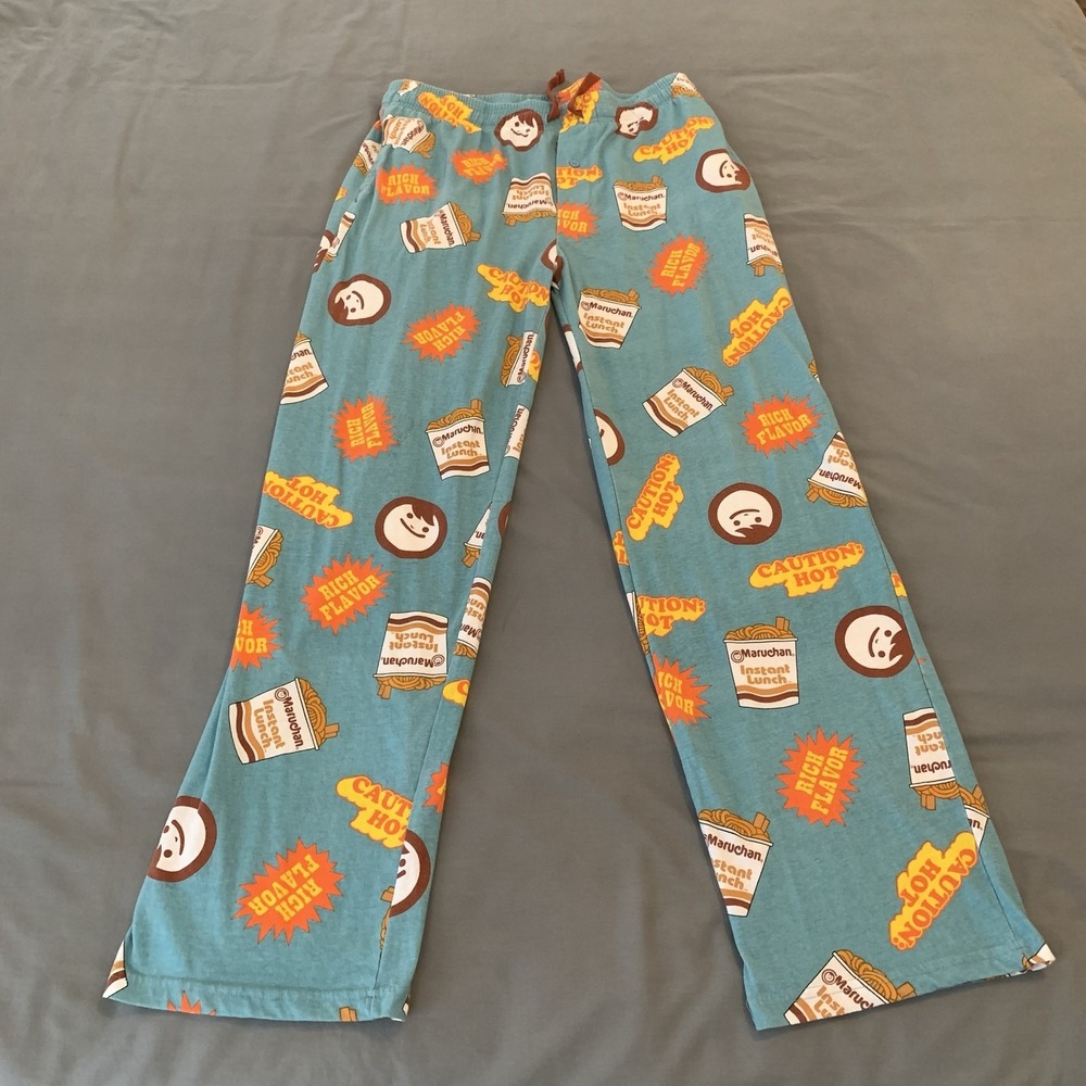 Maruchan Pajama Pants Mens Medium Blue Instant Lunch Ramen Graphic Sleepwear